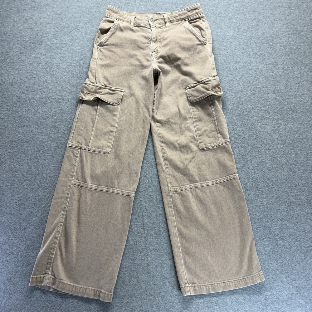 American Eagle Pants Womens 4 Beige High Rise Baggy High Rise Cargo